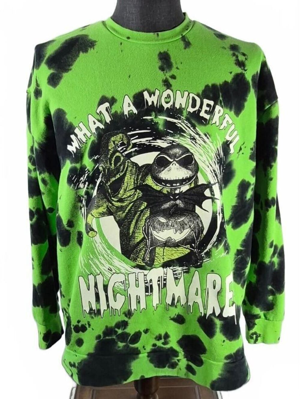 Nightmare Before Christmas Hot Topic L Green Black Tie Dye Sweatshirt